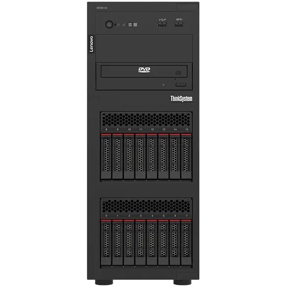 Server Lenovo ThinkSystem ST250 V3, Tower, Intel Xeon 6353P (8 C / 16 T, 2.70 GHz - 5.40 GHz, 24 MB cache, 65 W), 16 GB DDR5 ECC, 8 x SFF, 2 x 800 W