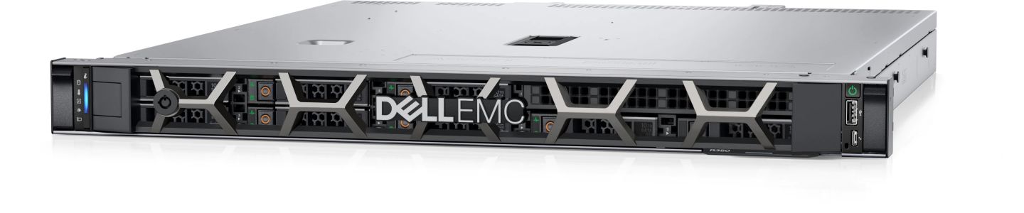 Server DELL PowerEdge R350, Rack 1U, Intel Xeon E-2314 (4 C / 4 T, 2.8 GHz - 4.5 GHz, 8 MB cache, 65 W), 16 GB DDR4 ECC, 1 x 480 GB SSD, 700 W, Fara sistem de operare