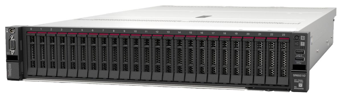 Server Lenovo ThinkSystem SR650 v2, Rack 2U, Intel Xeon Silver 4310 (12 C / 24 T, 2.1 GHz - 3.3 GHz, 18 MB cache, 120 W), 32 GB DDR4 ECC, 8 x SFF, ThinkSystem RAID 930-8i, 1100 W, Fara sistem de operare