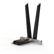 BE9300 Tri-Band Wi-Fi 7 Bluetooth PCI Express Adapter SPEED: 5760 Mbps at 6 GHz + 2880 Mbps at 5 GHz + 688 Mbps at 2.4 GHz SPEC: 2× High Gain Tri-Band External Antennas FEATURE: Wi-Fi 7, MLO, Multi-RU, 4096 QAM, 320MHz, MU-MIMO, OFDMA, WPA3, Bluetooth 5.4