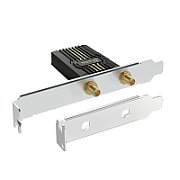 BE9300 Tri-Band Wi-Fi 7 Bluetooth PCI Express Adapter SPEED: 5760 Mbps at 6 GHz + 2880 Mbps at 5 GHz + 688 Mbps at 2.4 GHz SPEC: 2× High Gain Tri-Band External Antennas FEATURE: Wi-Fi 7, MLO, Multi-RU, 4096 QAM, 320MHz, MU-MIMO, OFDMA, WPA3, Bluetooth 5.4