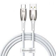 CABLU alimentare si date Baseus Glimmer, Fast Charging Data Cable pt. smartphone, USB la USB Type-C 100W, 1m, alb  CADH000402  (timbru verde 0.08 lei) - 6932172617981