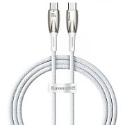 CABLU alimentare si date Baseus Glimmer, Fast Charging Data Cable pt. smartphone, USB Type-C la USB Type-C 100W, 1m, alb  CADH000702  (timbru verde 0.08 lei) - 6932172618049