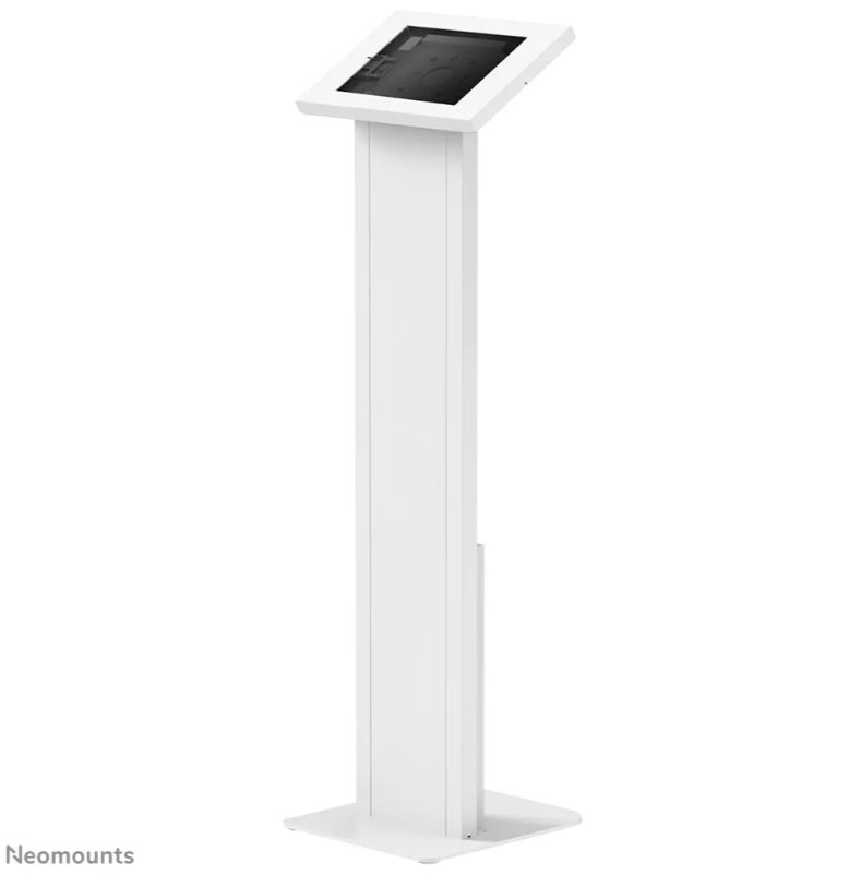 Stand podea mobil/fix pentru tablete Neomounts FL15-750WH1 pentru display-uri cu diagonale 9,7 -11 , sistem de prindere VESA 75x75~75x75, fix lockable culoare alb. Garantie 5 ani