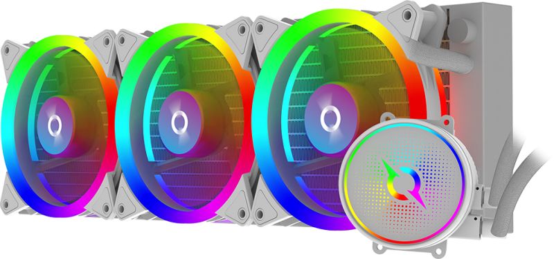 Cooler Procesor AQYRIS AQUARIUS 360 AIO ALB, marime radiator 360mm, 3 ventilatoare ARGB, Viteza ventilatoare 800-2400 RPM +/- 10%, Suport AMD: AM4, AM5 suport INTEL: LGA 20xx/115x/1200/1700, Airflow: 30-85 CFM, Nivel de zgomot pompa: 23dBA, Nivel de zgomot ventilator: 25-35dBA