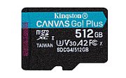 KINGSTON 512GB microSDXC Canvas Go Plus Gen4 200MB/s A2 U3 V30 Card + Adapter