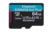 KINGSTON 64GB microSDXC Canvas Go Plus Gen4 200MB/s A2 U3 V30 Card + Adapter
