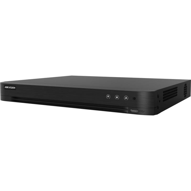 DVR Hikvision AcuSense 4 canale 5MP IDS-7204HUHI-M2/X, H.265 Pro+/H.265 Pro/H.265/H.264+/H.264 video compression, BNC interface (1.0 Vp-p, 75 Ω), supporting coaxitron connection, up  to 8-ch IP camera inputs(up to 8MP), pana la 4K/8MP @ 8fps(1-ch) 3K/5MP @12fps encoding capability, intrari