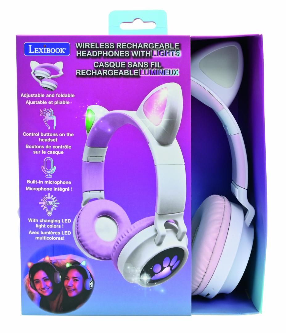 CASTI WIRELESS CU URECHI DE PISICA SI LUMINI, LEXIBOOK