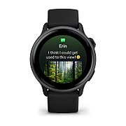 Ceas Garmin vívoactive 6 display AMOLED, dimensiune afisaj 30.4 mm, rezolutie afisaj  390 x 390 pixeli, memorie 8GB, autonomie până la 11 zile (5 zile cu afişajul permanent pornit) rezistanta la apa pana la 5 ATM, greutate: 23g, ramă Black cu curea Bone, carcasă Slate şi curea din silicon