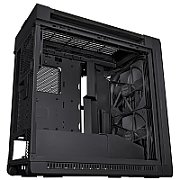 Carcasa ASUS PROART PA602 WOOD EDITION METAL Mid Tower ARGB NEGRU, Tempered Glass, Sloturi Expansiune 8+2 aditional verticale, Drive Bays: 4x3.5 /2.5  4x2.5 , Ventilatoare Suportate: 6 (spate: 1x120mm sau 1x140mm, fata: 2x200mm, sus: 3x120mm sau 3x140mm), Ventilatoare Incluse: 3 (spate: 1x120mm
