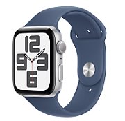 Apple Watch SE GPS 44mm Silver Aluminium Case with Denim Sport Band - M/L