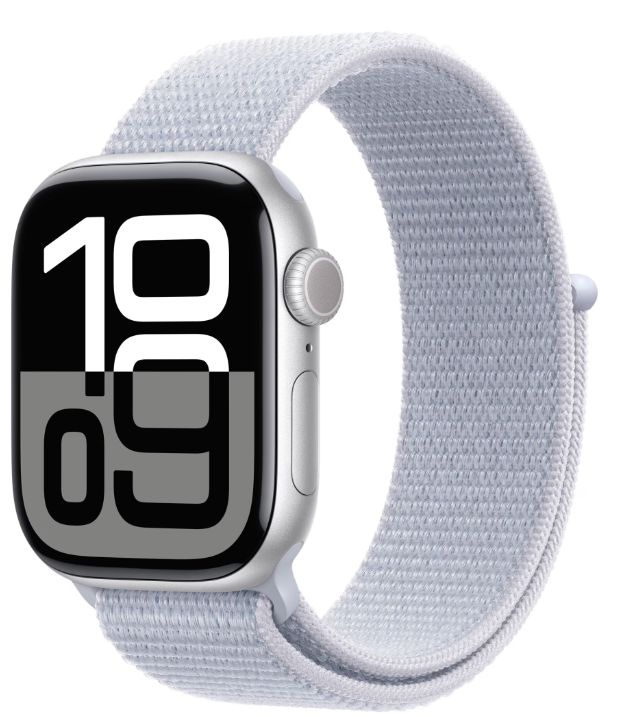 Apple Watch SE GPS 44mm Silver Aluminium Case with Blue Cloud Sport Loop