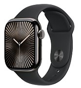 Apple Watch Series 10 GPS + Cellular 46mm Titanium Case with Black Sport Band - S/M