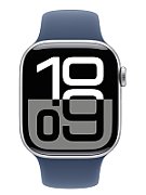 Apple Watch Series 10 GPS + Cellular 42mm Silver Aluminium Case with Denim Sport Band - S/M