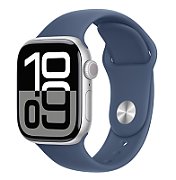 Apple Watch Series 10 GPS + Cellular 42mm Silver Aluminium Case with Denim Sport Band - S/M