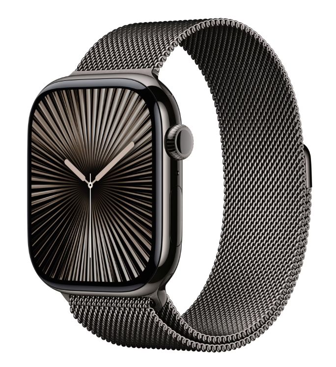 Apple Watch Series 10 GPS + Cellular 46mm Slate Titanium Case with Slate Milanese Loop - S/M