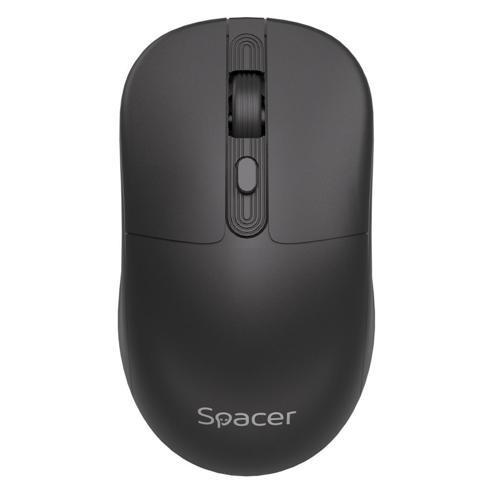 MOUSE Spacer, PC sau NB, wireless, 2.4GHz + Bluetooth 5.2, optic, max.1600 dpi, butoane/scroll 4/1,buton ON/OFF, click silentios S/D, negru,baterie AAx1 inclusa,  SPMO-WS03-BT  (timbru verde 0.18 lei)
