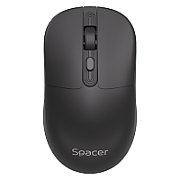 MOUSE Spacer, PC sau NB, wireless, 2.4GHz + Bluetooth 5.2, optic, max.1600 dpi, butoane/scroll 4/1,buton ON/OFF, click silentios S/D, negru,baterie AAx1 inclusa,  SPMO-WS03-BT  (timbru verde 0.18 lei)