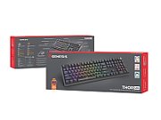 Tastatura gaming mecanica cu fir Genesis Thor 404 , iluminare RGB, switch-uri Peach, 107 taste, 11 butoane multimedia, negru