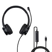 Casti Lindy Office, interfata USB-C, impendanta 32 Ohm, nivel sunet < -79dBA, frecventa raspuns 20 - 20K Hz, negru