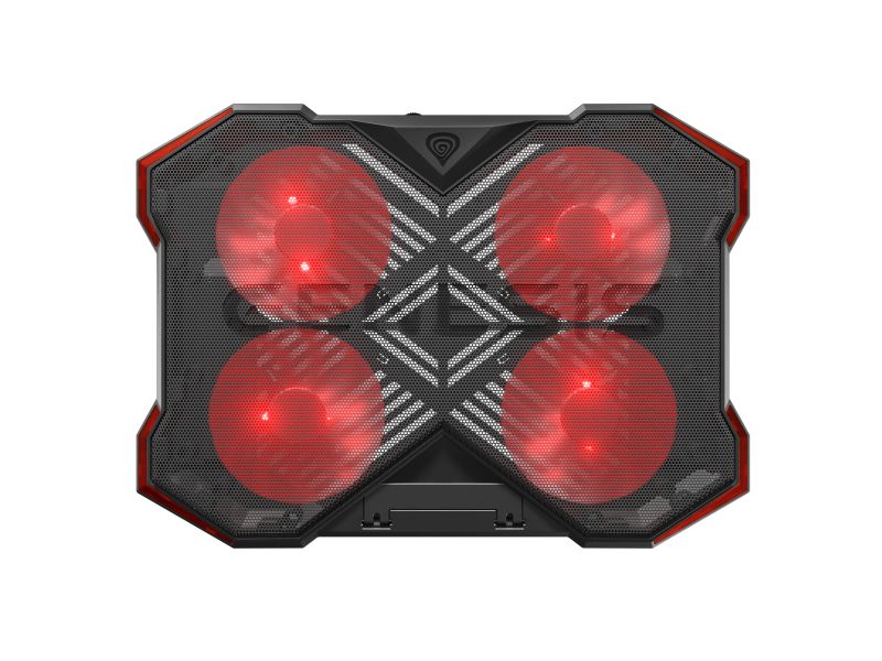 Stand/Cooler laptop Genesis Oxid 260 , 4 ventilatoare 130 mm, material Metal + ABS, viteza de rotatie 850 - 1010 rpm, hub USB incorporat, dimensiuni 420 x 303 x 35 mm