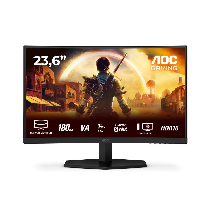 Monitor AOC 23.6  C24G42E, Curvature: 1500R, Diagonal (inch): 23.6, Diagonal (cm): 60, Aspect ratio: 16:9, Panel: VA, Resolution: 1920x1080, Refresh Rate: 180Hz, Response time GtG: 4ms, Response time MPRT: 0.5ms, Brightness (max): 250 cd/m², Contrast (static) : 3000:1, Viewing angle: 178/178, Color
