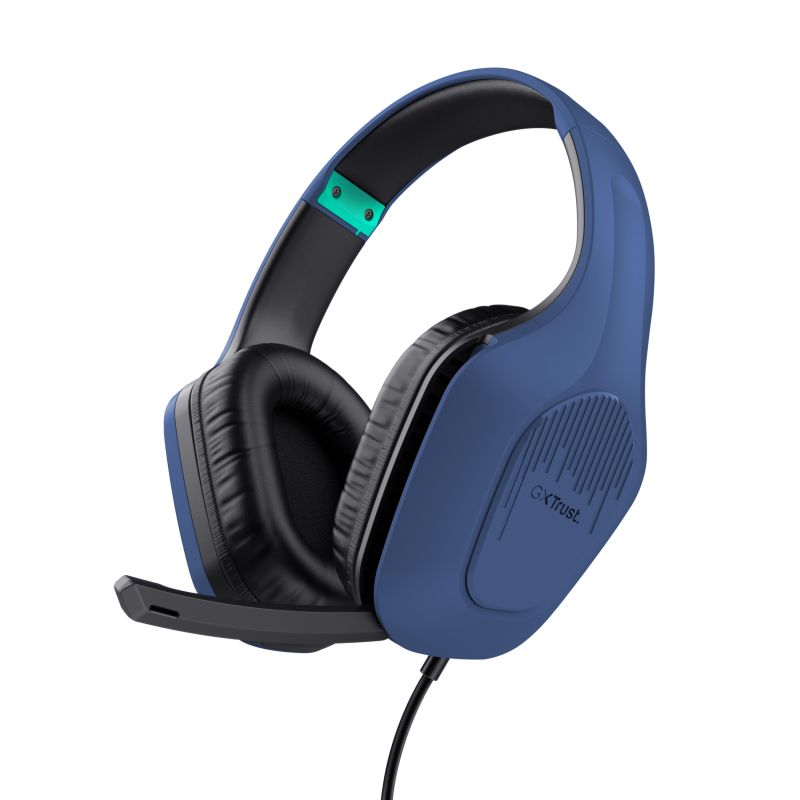 Casti gaming cu fir, Trust GXT 415B Zirox, interval frecventa 20 Hz - 20.000 Hz, lungime cablu: 200 cm, conector 3.5mm, albastru