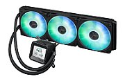 Cooler Procesor ASUS PRIME LC 360 LCD ARGB NEGRU, marime radiator 360mm, 3 ventilatoare ARGB, Viteza ventilatoare 2200 RPM +/- 10%, Suport AMD: AM4, AM5, suport INTEL: LGA 1851/115x/1200/1700, Airflow: 75.7 CFM, Nivel de zgomot ventilatoare: 37.6dBA