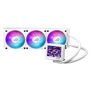Cooler Procesor ASUS ROG RYUJIN III 360 ARGB EXTREME ALB, marime radiator 399.5mm, 3 ventilatoare ARGB, Viteza ventilatoare 2800 RPM +/- 10%, Viteza pompa: 5100 +/- 10%, Suport AMD: AM4, AM5, suport INTEL: LGA 115x/1200/1700/1851, Airflow: 89.73 CFM, Nivel de zgomot ventilator: 36dBA