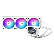 Cooler Procesor ASUS ROG RYUJIN III 360 ARGB EXTREME ALB, marime radiator 399.5mm, 3 ventilatoare ARGB, Viteza ventilatoare 2800 RPM +/- 10%, Viteza pompa: 5100 +/- 10%, Suport AMD: AM4, AM5, suport INTEL: LGA 115x/1200/1700/1851, Airflow: 89.73 CFM, Nivel de zgomot ventilator: 36dBA