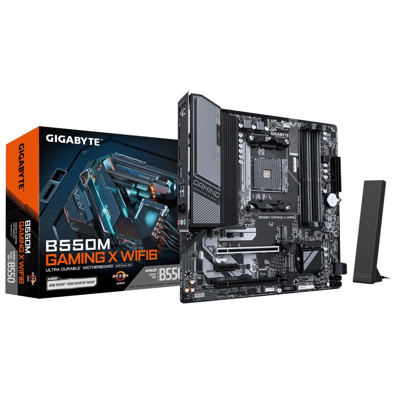 Placa de Baza GIGABYTE B550M GAMING X WIFI6 AM4, 4x DDR4, 1x DP 1x HDMI, 1x PCIE 4.0 x16 1x PCIE 3.0 x16 1x PCIE 3.0 x1, 2x M.2, 4x SATA 6GB/s, mATX