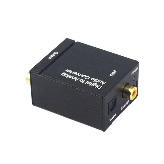 Optical audio digital converter to analog digital input toslink and coaxial RCA analog output (2x RCA) + 3.5mm stereo jack
- power supply via USB cable to 5.5x2.5mm (included in the package)
- 0.95m Toslink optical cable included in the package
Packaging: box 1 set.
