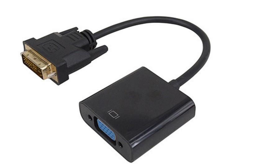 Adapter, active converter DVI-D (24+1) dual link male to VGA female, gold-plated contacts
It allows connecting a video card with a DVI-D 24+1 interface to a monitor with VGA input.
This adapter, converter makes the transition from DVI-D digital signal to VGA analog signal.
It only works in this sense, not vice versa!
Resolution up to 1920 x 1200 / 1080p @ 60 Hz (depends on monitor and system).
Packaging: bulk 1 pc.