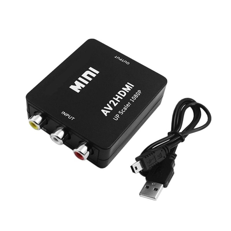Adapter mini converter AV(RCA) to HDMI 720p / Full HD 1080p video and stereo audio, black

Careful!
It is NOT bidirectional! Works only in the direction: Input 3 x female RCA to female HDMI output.

The composite video signal converter makes it possible to integrate older analog devices into modern home theater systems. This adapter connects home theater systems with composite video output to HDMI-compatible digital monitors. This device also takes the analog audio signal and converts it into an HDMI encoded signal to achieve a full HDMI video and audio effect. With the help of this composite signal adapter + analog audio signal to HDMI, home theater systems can be easily connected to any HDMI display to live a complete digital video and audio experience.

Characteristics:
- makes it possible to connect HDTV sources to an HDMI display
- encodes the analog audio signal into a video signal for HDMI video and audio devices
- supports HDTV formats
- supports HDTV resolutions up to 1080p

No need to install drivers, portable, flexible, plug and play.
Support PAL, NTSC3.58, NTSC4.43, SECAM, PAL/M, PAL/N d. Support HDMI 1080p with 720p output.
Input ports: 3 x RCA (yellow, white, red).
Output ports: 1 x HDMI.
Composite input: PAL, NTSC3.58, NTSC4.43, SECAM, PAL/M, PAL/N.
HDMI output: 1080p60Hz, 720p/60Hz.

The package contains:
1 x Mini AV CVBS to HDMI Converter
1 x USB cable
1 x User Manual
Dimensions (mm): 66 (D)x55 (W)x20 (H)