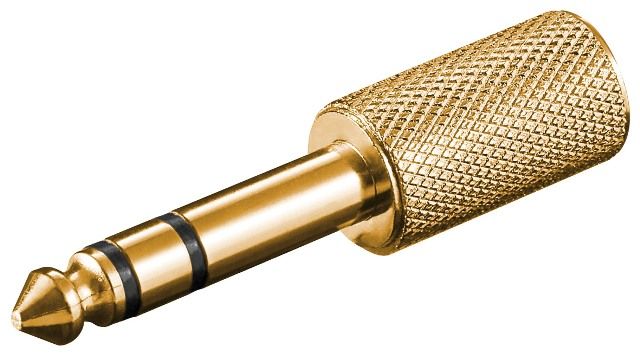 Audio adapter 6.35mm male stereo jack to 3.5mm female stereo jack, metal, gold plated
Packaging: bulk 1 pc.