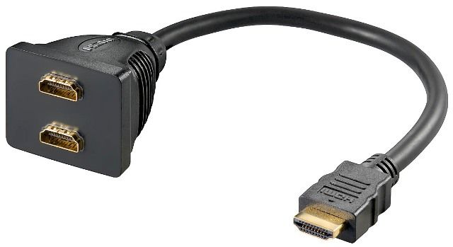 Adapter with cable HDMI A male to 2 x HDMI A female, gold-plated contacts
Packaging: bulk 1 pc.
