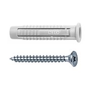 Plug FX 8 with PZ chipboard screw SPS 5,0x60, 50 pcs box

The ideal plug with high loads in almost all building materials.
The universal nylon plug FX with screw is one of the most versatile nylon plug that achieves very high load values in various building materials due to its 4-side expansion. The FX plug features anti-rotation lugs which prevent rotation in the drill hole, transferring the force optimally into the base material. In addition and for further installation comfort it has a collar that prevents the plug from slipping into the drill hole.

Key features:


	4-side expansion for high pull out load
	Plug collar prevents slipping into the drill hole
	Efficient anti-rotation lugs prevents rotation in the drill hole
	High quality and ageing resistant nylon
	Temperature resistant from -40&ampdegC to +80&ampdegC
	Compatible with different types of screws such as wood screws, chipboard screws, self-tapping screws, etc.



&ampnbsp

&ampnbsp