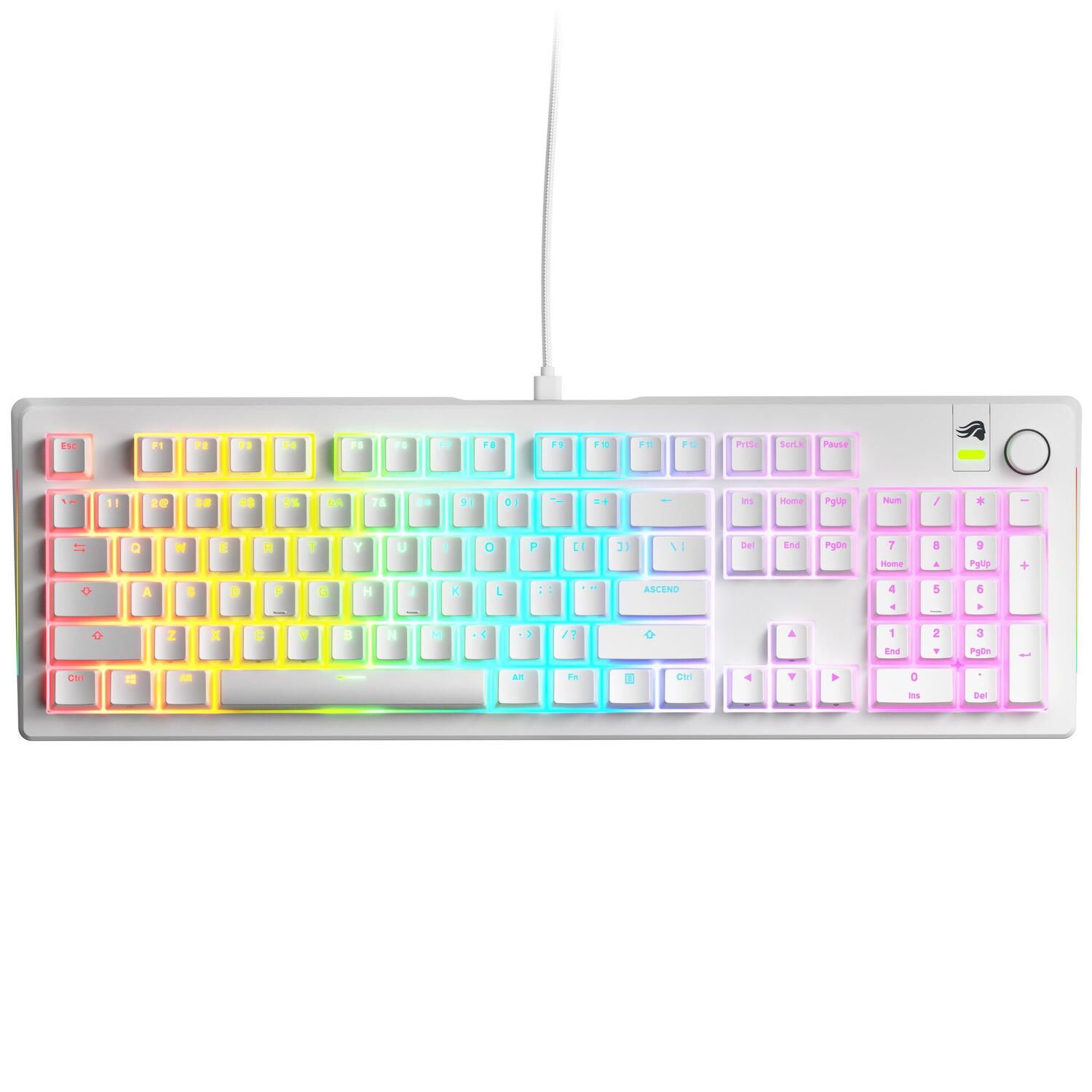 Tastatura mecanica GMMK 3 100% Prebuilt, USB-C, Fox Switches, US layout, 104 taste, Alb