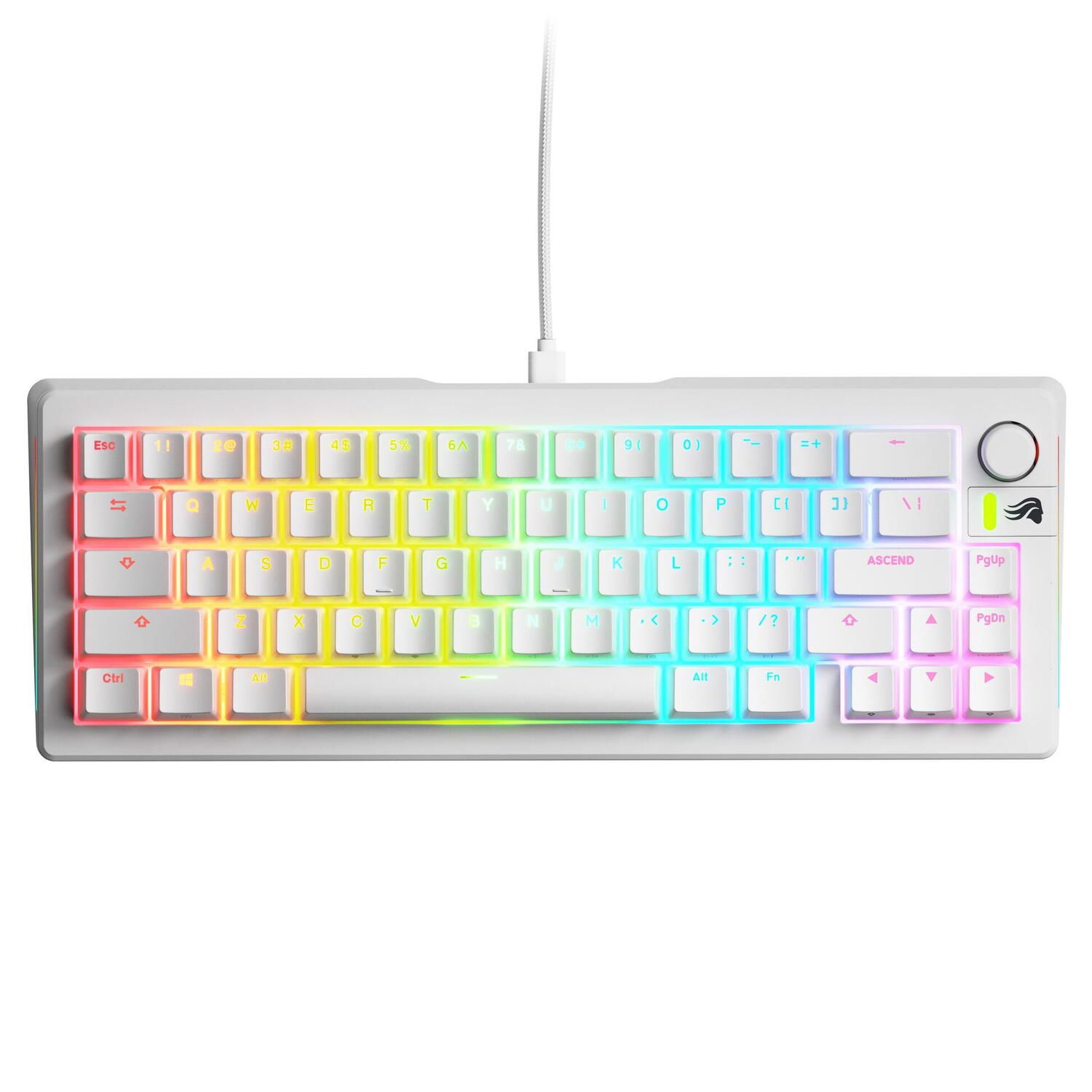 Tastatura mecanica GMMK 3 65% Prebuilt, USB-C, Fox Switches, US layout, 66 taste, Alb