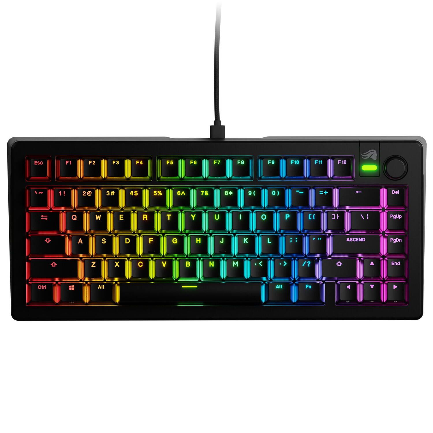 Tastatura mecanica GMMK 3 75% Prebuilt, USB-C, Fox Switches, US layout, 81 taste, Negru