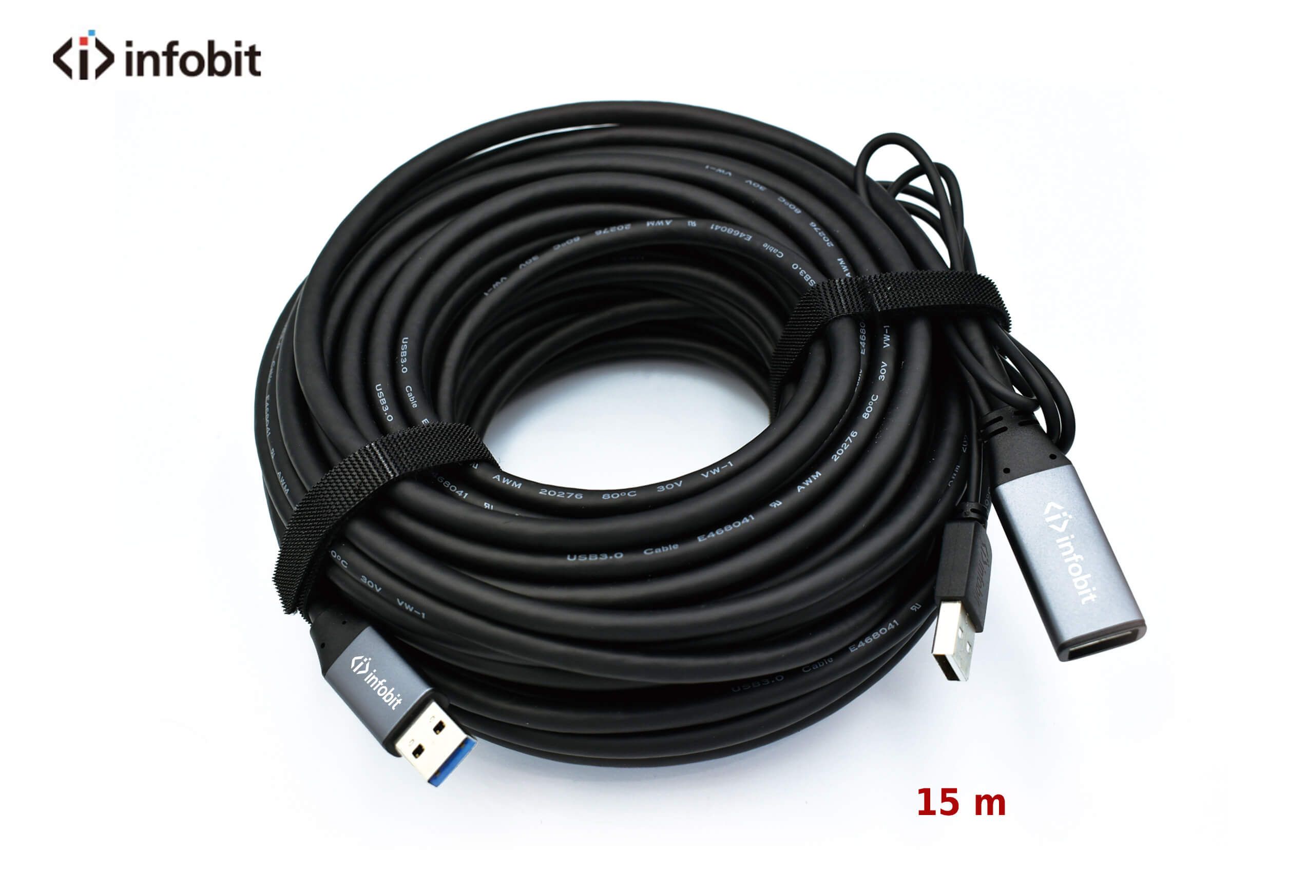 Cablu activ USB 3.0 de extensie AM/AF, Infobit iCable-USB-ACC15, 5Gbps, 15 m