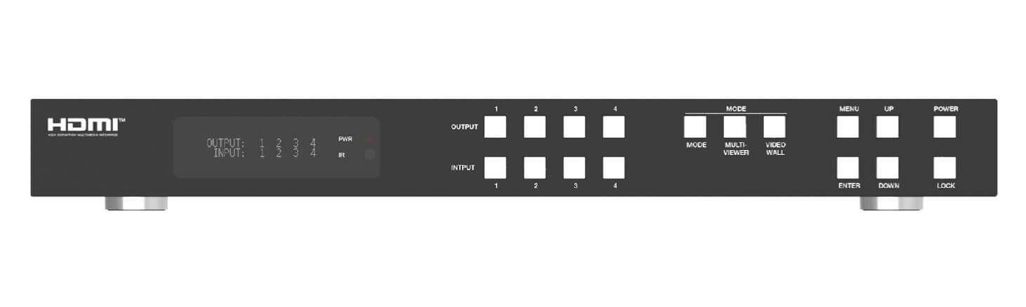 Matrix Switcher Seamless HDMI 2.0 4x4 cu functie Video-Wall si Multi-Viewer, cu Audio Extract, cu telecomanda