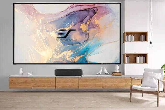 Pachet homecinema cu Videoproiector Laser EPSON EH-LS650B, 4K 3.600 lumeni, cu Android TV™, sunet Yamaha si  Ecran fix