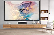 Pachet homecinema cu Videoproiector Laser EPSON EH-LS650B, 4K 3.600 lumeni, cu Android TV™, sunet Yamaha si  Ecran fix
