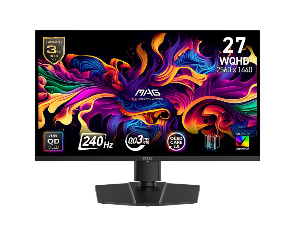 MAG 271QP QD-OLED X24, 26.5 inch, WQHD, 2560 x 1440, HDMI, DisplayPort, Pivot, 240 Hz, 0.03 ms, Negru