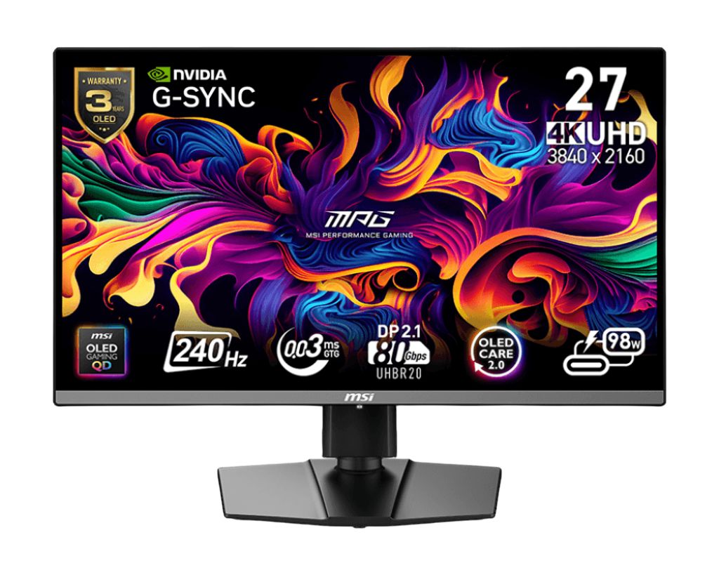 MPG 272URX QD-OLED, 26.5 inch, UHD, 3840 x 2160, HDMI, DisplayPort, 240 Hz, 0.03 ms, Negru