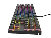 Tastatura gaming mecanica cu fir Genesis Thor 303 TKL, iluminare RGB, switch Linear, switch model Outemu Peach Silent, numar taste 87, 11 butoane multimedia, lungime cablu 1.8m, dimensiuni 355 x 136 x 36 mm, negru