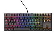 Tastatura gaming mecanica cu fir Genesis Thor 303 TKL, iluminare RGB, switch Linear, switch model Outemu Peach Silent, numar taste 87, 11 butoane multimedia, lungime cablu 1.8m, dimensiuni 355 x 136 x 36 mm, negru