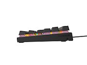 Tastatura gaming mecanica cu fir Genesis Thor 303 TKL, iluminare RGB, switch Linear, switch model Outemu Peach Silent, numar taste 87, 11 butoane multimedia, lungime cablu 1.8m, dimensiuni 355 x 136 x 36 mm, negru